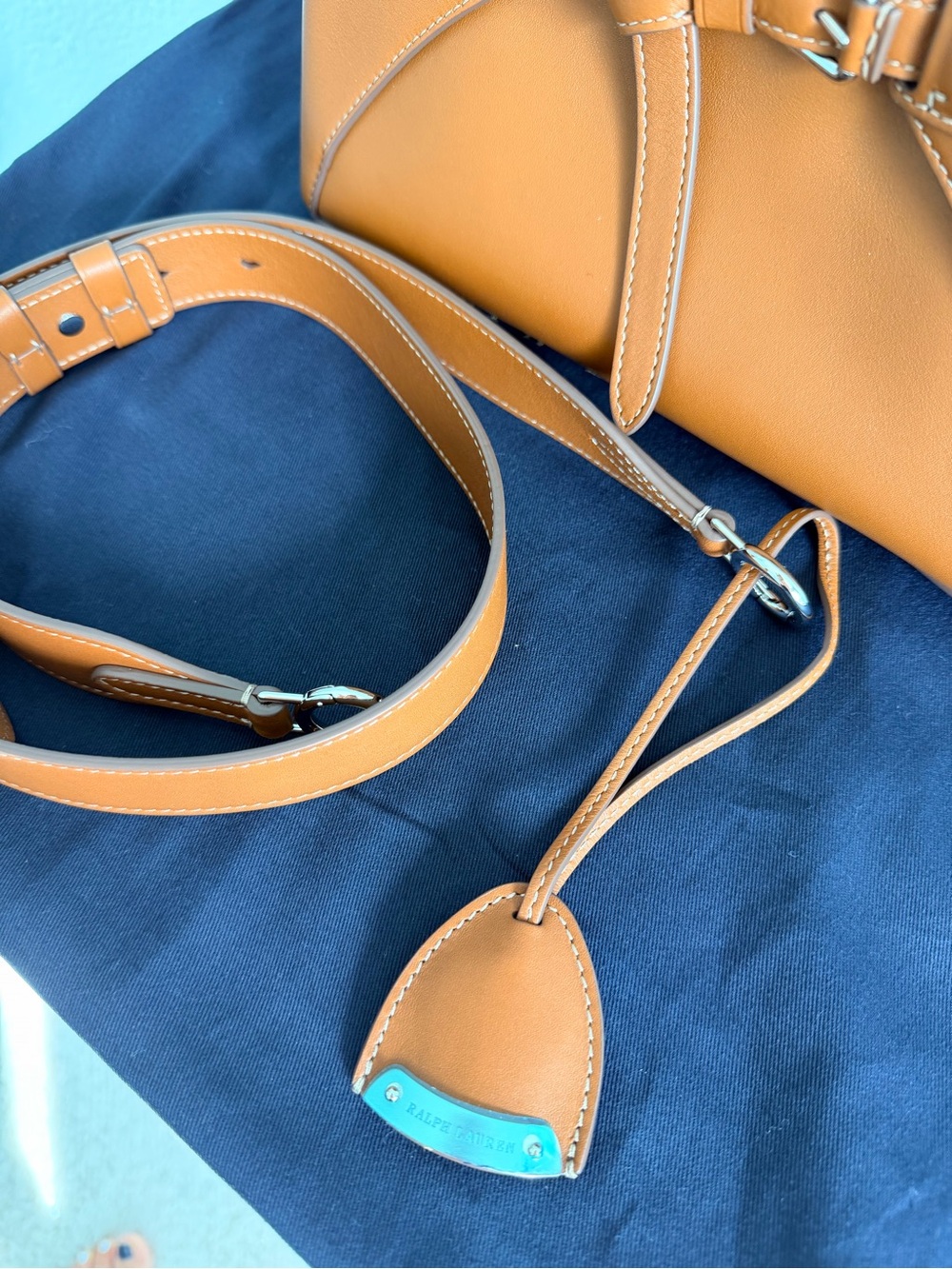 Ralph Lauren Tan Calfskin Top Handle Satchel - Picture 11 of 17